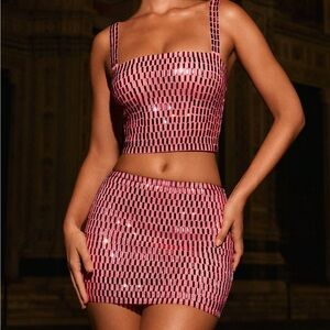 Oh Polly Pink Embellished Cropped Top